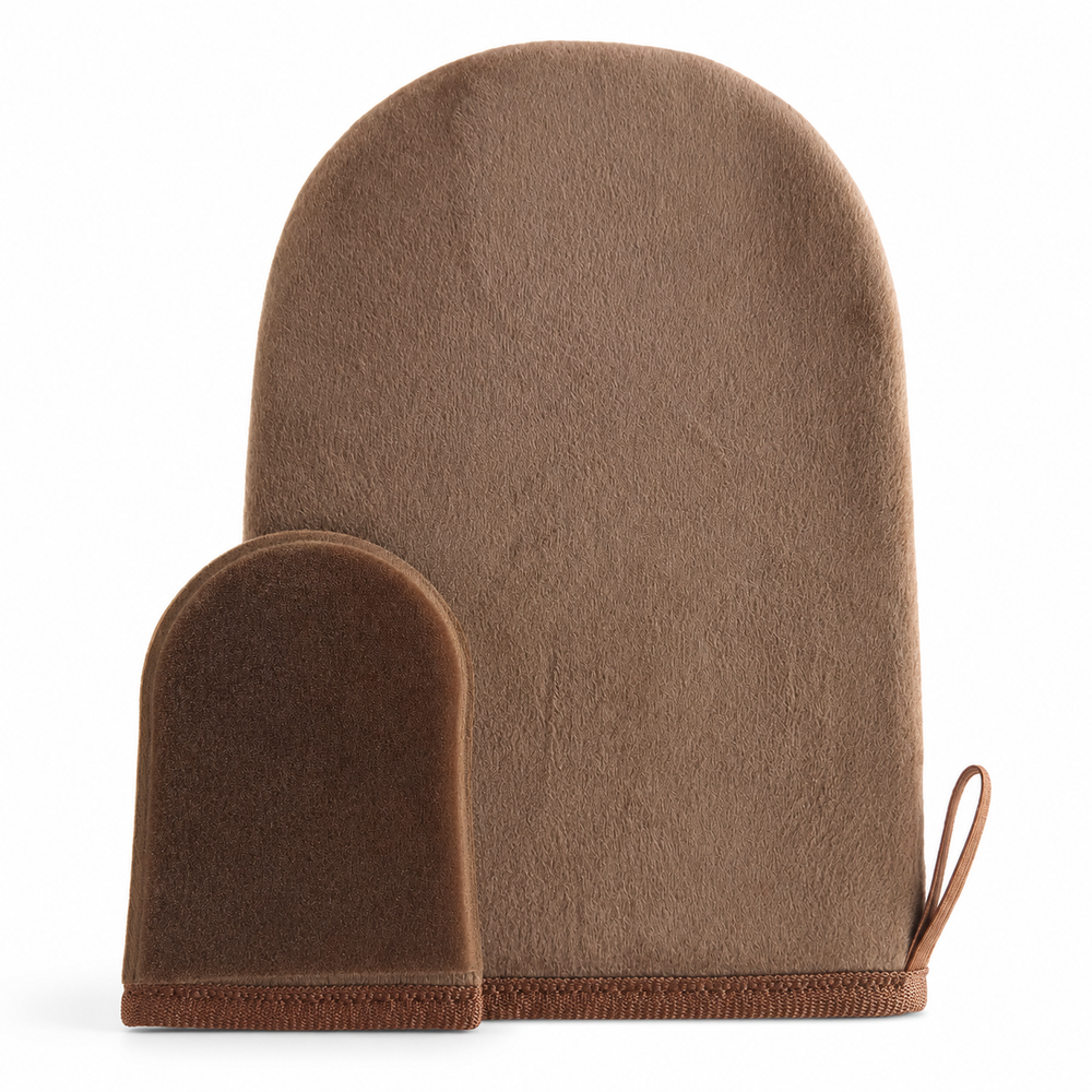 Pack de 2 gants applicateurs PERMATAN, grand gant et mini-gant