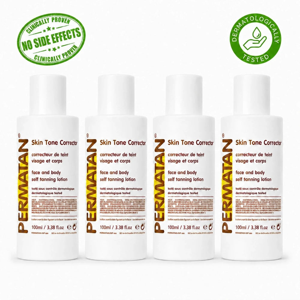 PERMATAN pack de 4 flacons 100 ml, correcteur de teint pour le vitiligo